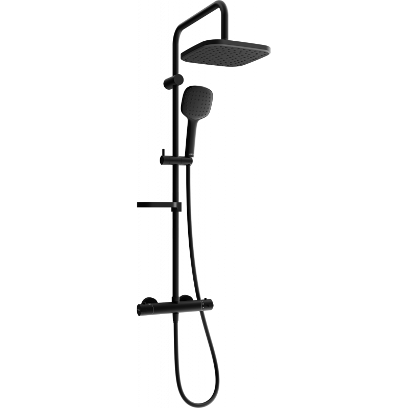 Mexen KX33 ensemble de douche en saillie avec douche de tête et robinet thermostatique, noir - 771503391-70