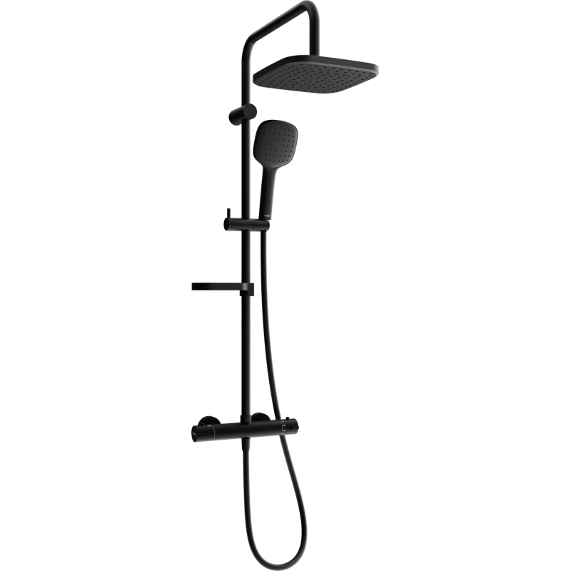 Mexen KX33 ensemble de douche en saillie avec pomme de douche et robinet thermostatique, noir - 771503391-70