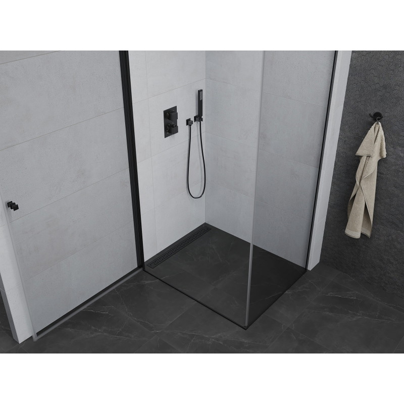 Mexen Pretoria cabine de douche pivotante 100 x 90 cm, transparent, noire - 852-100-090-70-00