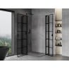 Mexen Mist Duo cabine de douche pivotante 110 x 85 cm, grille noire, noir - 8A4-110L-085P-70-77