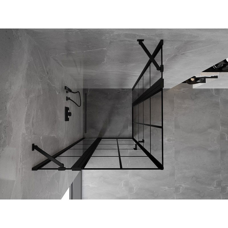 Mexen Mist Duo cabine de douche pivotante 90 x 90 cm, grille noire, noir - 8A4-090L-090P-70-77
