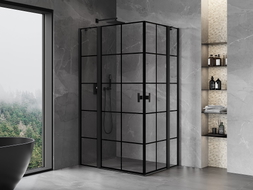 Mexen Mist Duo cabine de douche pivotante 120 x 95 cm, grille noire, noir - 8A4-120L-095P-70-77