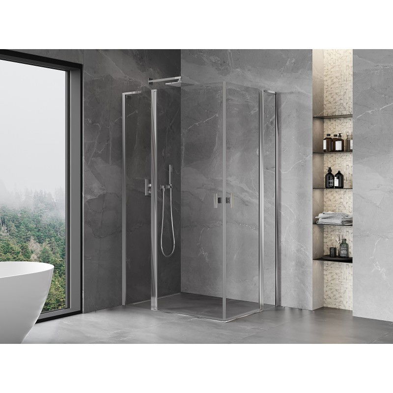 Mexen Mist L Duo cabine de douche pivotante 120 x 90 cm, transparent, chromé - 8A4L-120-090-01-00