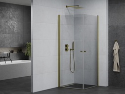 Mexen Pretoria Duo cabine de douche à battant 100 x 100 cm, transparent, dorée - 852-100-100-50-00-02