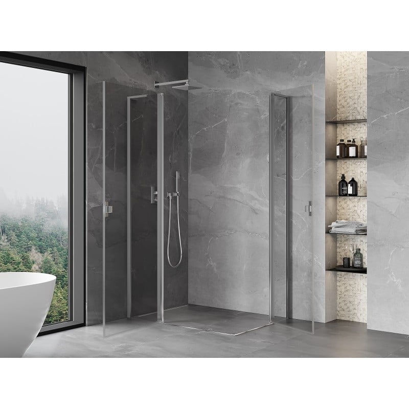 Mexen Mist L Duo cabine de douche pivotante 120 x 115 cm, transparent, chrome - 8A4L-120-115-01-00