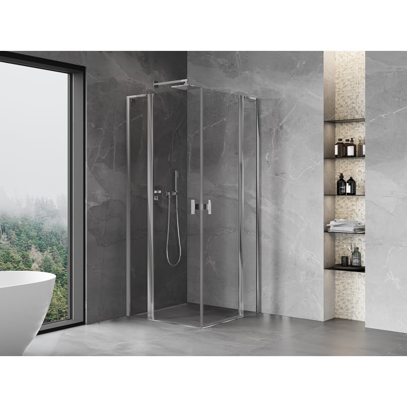 Mexen Mist L Duo cabine de douche pivotante 120 x 120 cm, transparent, chrome - 8A4L-120-120-01-00