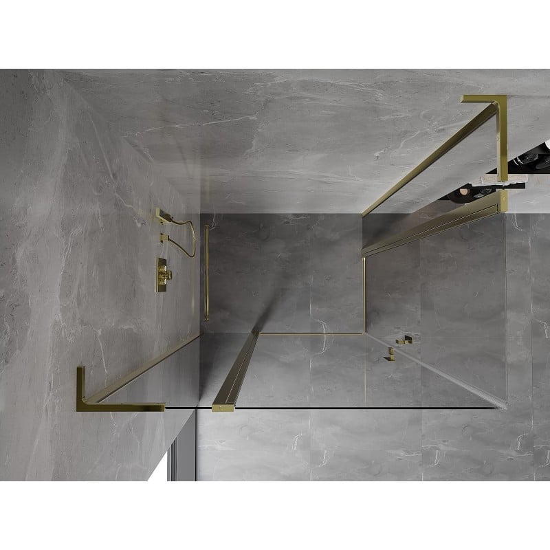 Mexen Mist L Duo cabine de douche pivotante 115 x 105 cm, transparent, or - 8A4L-115-105-50-00