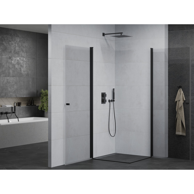 Mexen Pretoria Duo cabine de douche pivotante 100 x 100 cm, transparent, noir - 852-100-100-70-00-02