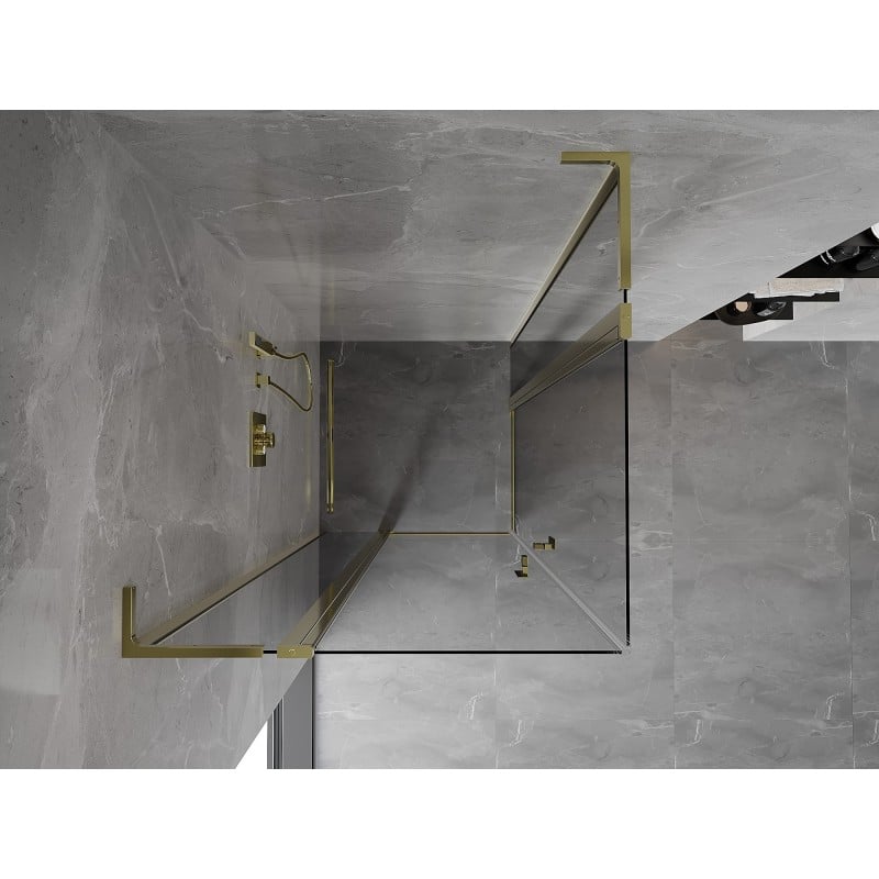 Mexen Mist L Duo cabine de douche pivotante 110 x 110 cm, transparent, or - 8A4L-110-110-50-00