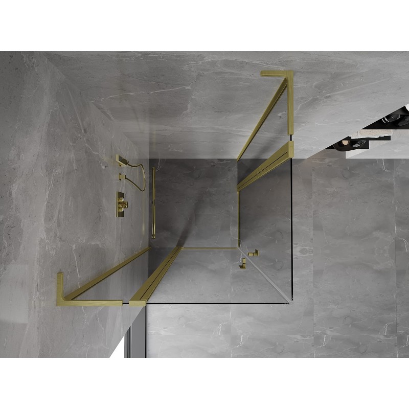 Mexen Mist L Duo cabine de douche pivotante 90 x 90 cm, transparent, or brossé - 8A4L-090-090-55-00