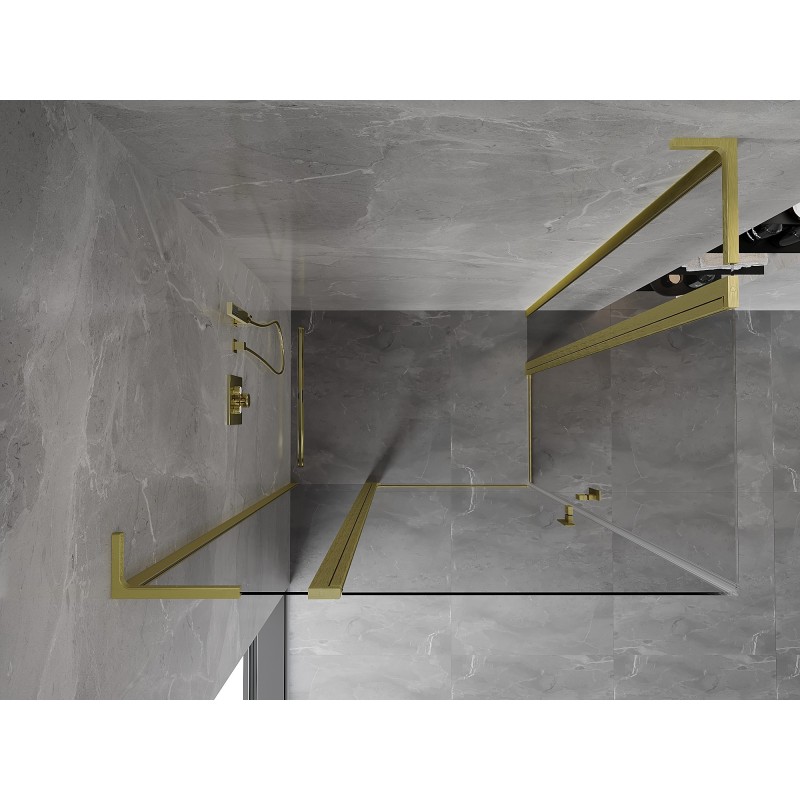 Mexen Mist L Duo cabine de douche pivotante 110 x 95 cm, transparent, or brossé - 8A4L-110-095-55-00