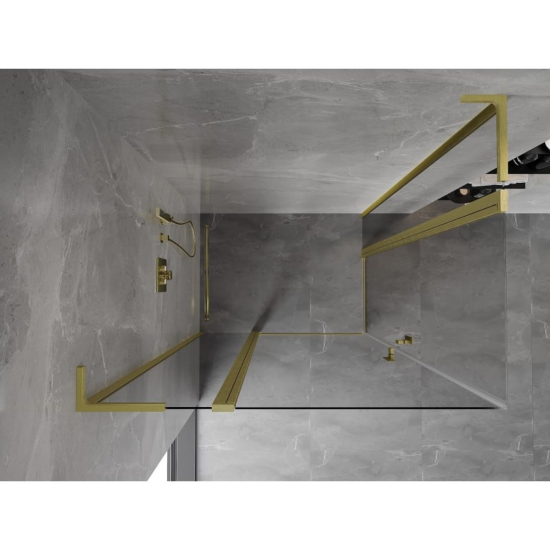 Mexen Mist L Duo cabine de douche pivotante 110 x 105 cm, transparent, or brossé - 8A4L-110-105-55-00