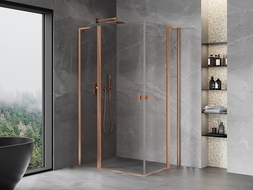 Mexen Mist L Duo cabine de douche pivotante 100 x 90 cm, transparent, cuivre brossé - 8A4L-100-090-65-00