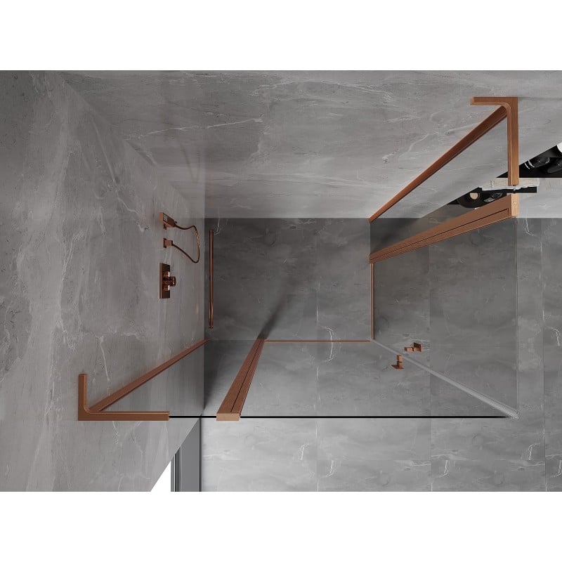 Mexen Mist L Duo cabine de douche pivotante 100 x 90 cm, transparent, cuivre brossé - 8A4L-100-090-65-00