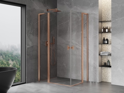 Mexen Mist L Duo cabine de douche pivotante 105 x 95 cm, transparent, cuivre brossé - 8A4L-105-095-65-00