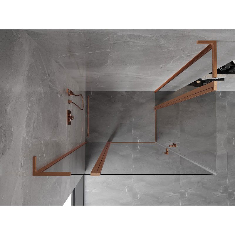 Mexen Mist L Duo cabine de douche pivotante 120 x 105 cm, transparente, cuivre brossé - 8A4L-120-105-65-00