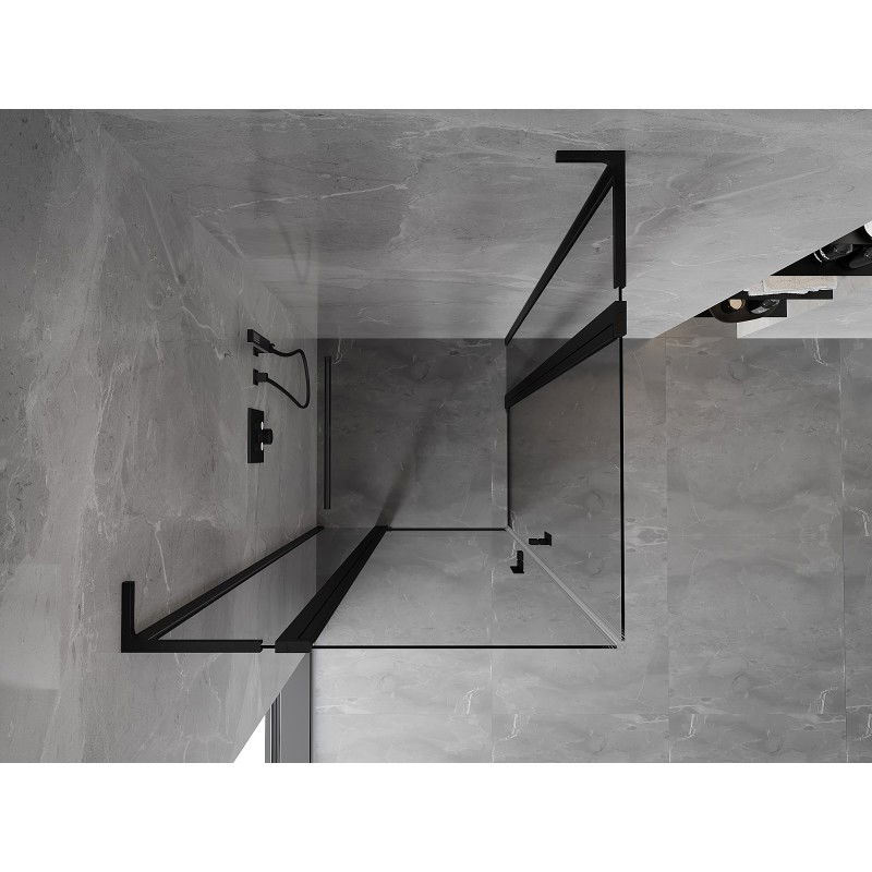 Mexen Mist L Duo cabine de douche pivotante 95 x 95 cm, transparente, noire - 8A4L-095-095-70-00
