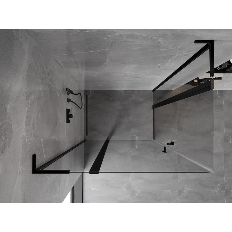 Mexen Mist L Duo cabine de douche pivotante 120 x 95 cm, transparent, noir - 8A4L-120-095-70-00