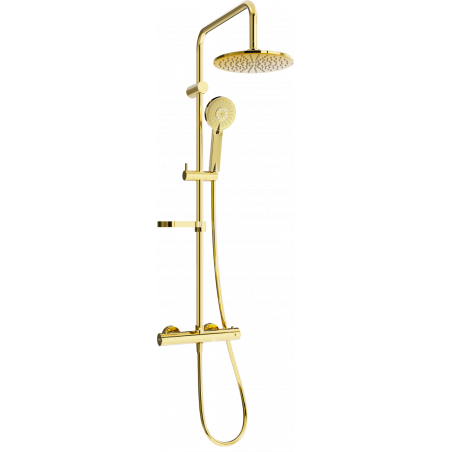 Ensemble de douche Mexen KX40 en saillie avec pommeau de douche et mitigeur thermostatique, doré - 771504091-50
