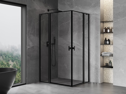 Mexen Mist L Duo cabine de douche pivotante 100 x 90 cm, cadre noir, noir - 8A4L-100L-090P-70-70