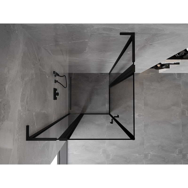 Mexen Mist L Duo cabine de douche pivotante 95 x 95 cm, cadre noir, noir - 8A4L-095L-095P-70-70