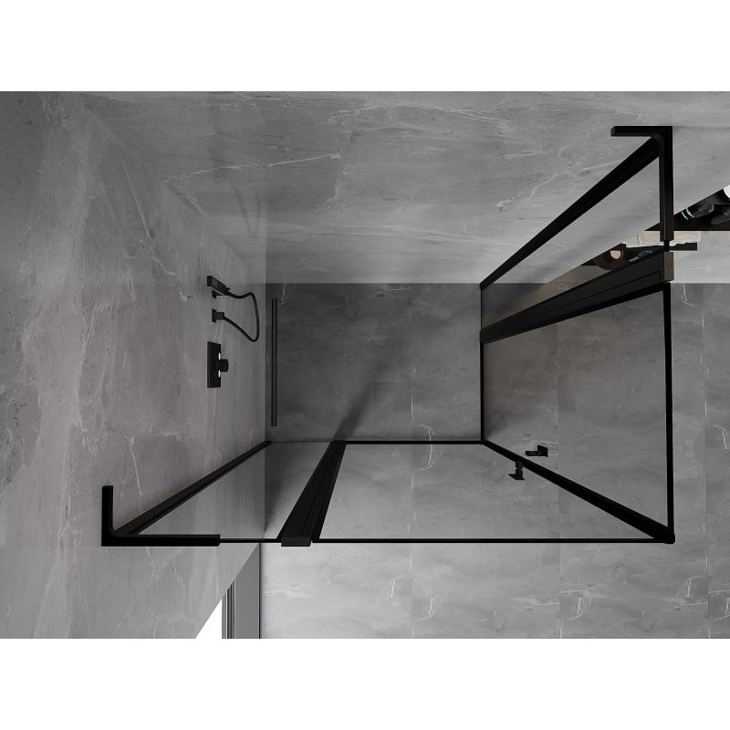 Mexen Mist L Duo cabine de douche pivotante 105 x 100 cm, cadre noir, noir - 8A4L-105L-100P-70-70