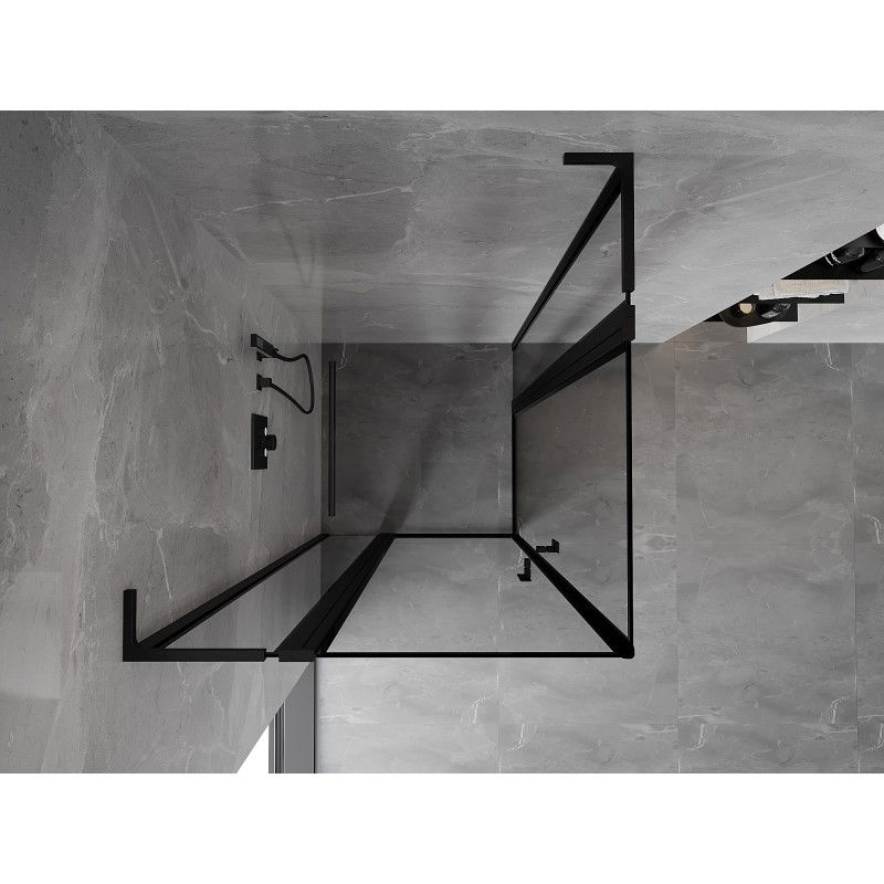 Mexen Mist L Duo cabine de douche pivotante 120 x 120 cm, cadre noir, noir - 8A4L-120L-120P-70-70