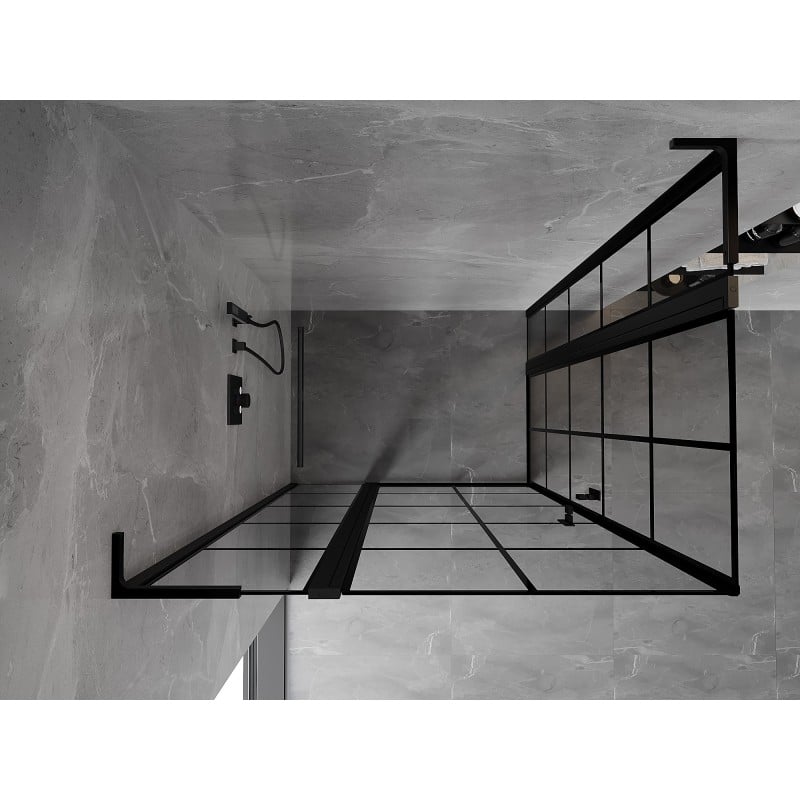 Mexen Mist L Duo cabine de douche pivotante 115 x 95 cm, grille noire, noir - 8A4L-115L-095P-70-77