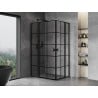 Mexen Mist L Duo cabine de douche à charnière 120 x 110 cm, motif grille noire, noire - 8A4L-120L-110P-70-77