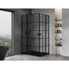 Mexen Mist L Duo cabine de douche à charnière 120 x 110 cm, motif grille noire, noire - 8A4L-120L-110P-70-77