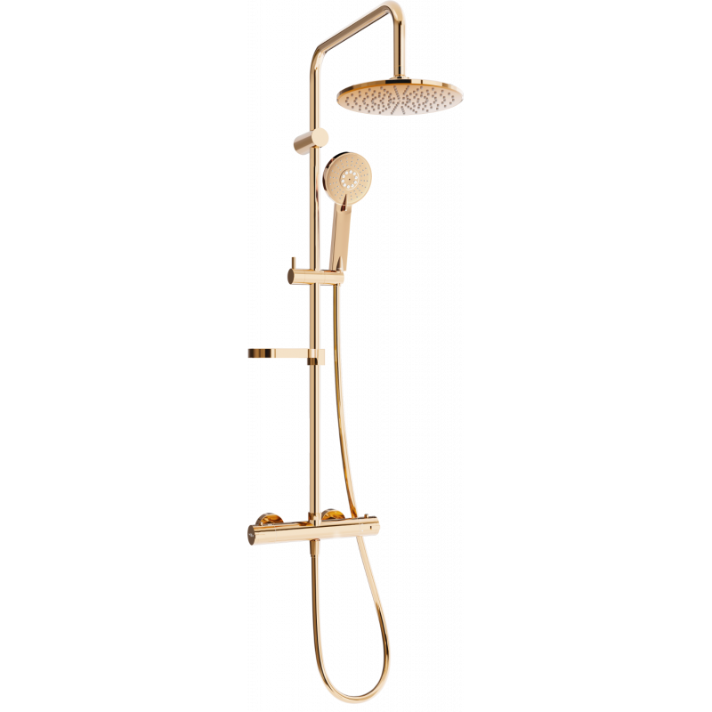Ensemble de douche apparent Mexen KX40 avec pommeau de douche et mitigeur thermostatique, or rose - 771504091-60