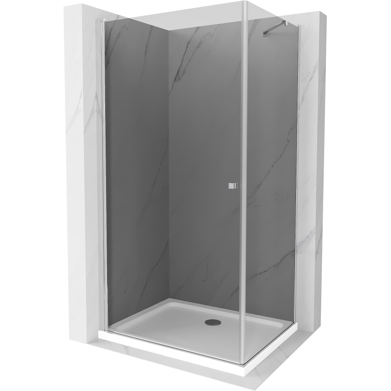 Cabine de douche pivotante Mexen Pretoria 100 x 70 cm, graphite, chrome + receveur Flat - 852-100-070-01-40-4010
