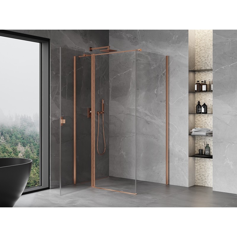 Mexen Mist T cabine de douche pivotante 120 x 95 cm, transparent, cuivre brossé - 8A4T-120-095-65-00