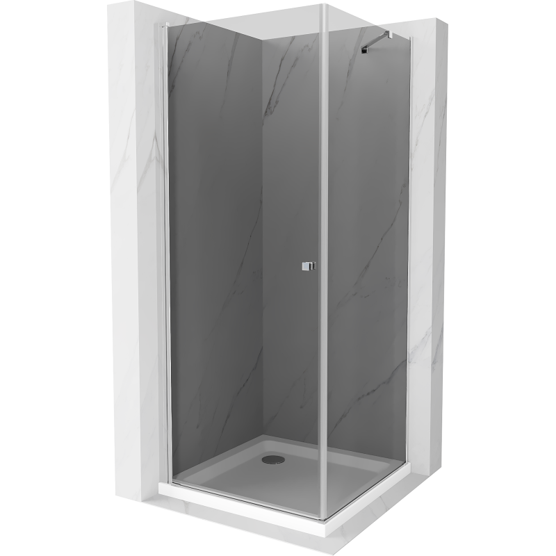 Mexen Pretoria cabine de douche pivotante 100 x 100 cm, graphite, chrome + receveur de douche plat - 852-100-100-01-40-4010