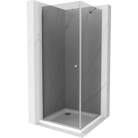 Mexen Pretoria cabine de douche pivotante 100 x 100 cm, graphite, chrome + receveur de douche plat - 852-100-100-01-40-4010