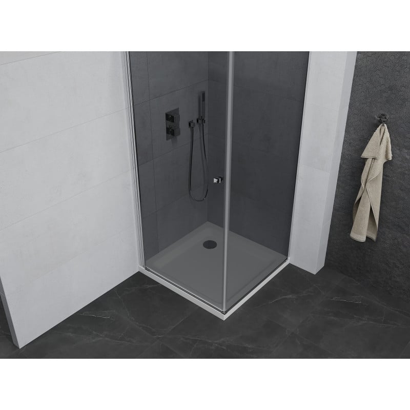 Mexen Pretoria cabine de douche pivotante 100 x 100 cm, graphite, chromé + receveur plat - 852-100-100-01-40-4010