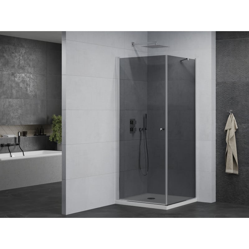 Mexen Pretoria cabine de douche pivotante 100 x 100 cm, graphite, chromé + receveur plat - 852-100-100-01-40-4010