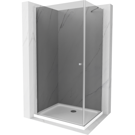 Mexen Pretoria cabine de douche battante 100 x 110 cm, graphite, chrome + receveur plat - 852-100-110-01-40-4010