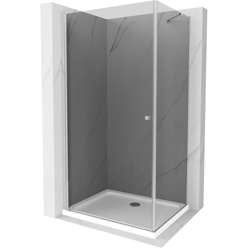 Mexen Pretoria cabine de douche pivotante 100 x 120 cm, graphite, chrome + receveur Flat - 852-100-120-01-40-4010