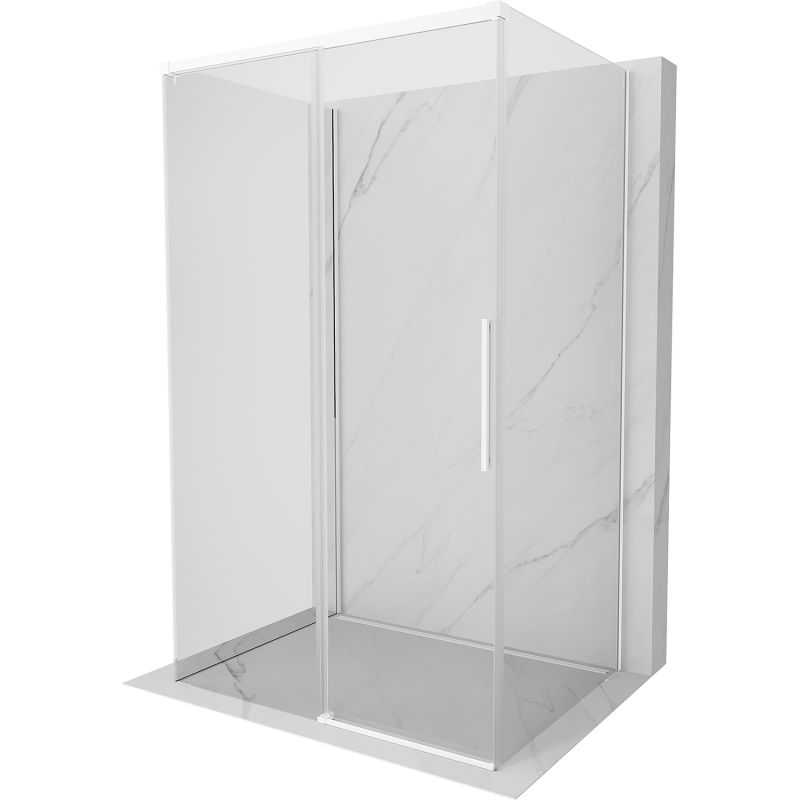 Mexen Rox-3S cabine de douche 3 parois coulissante 160 x 75 cm, transparent, blanc - 8C2-160-075-20-00-3S