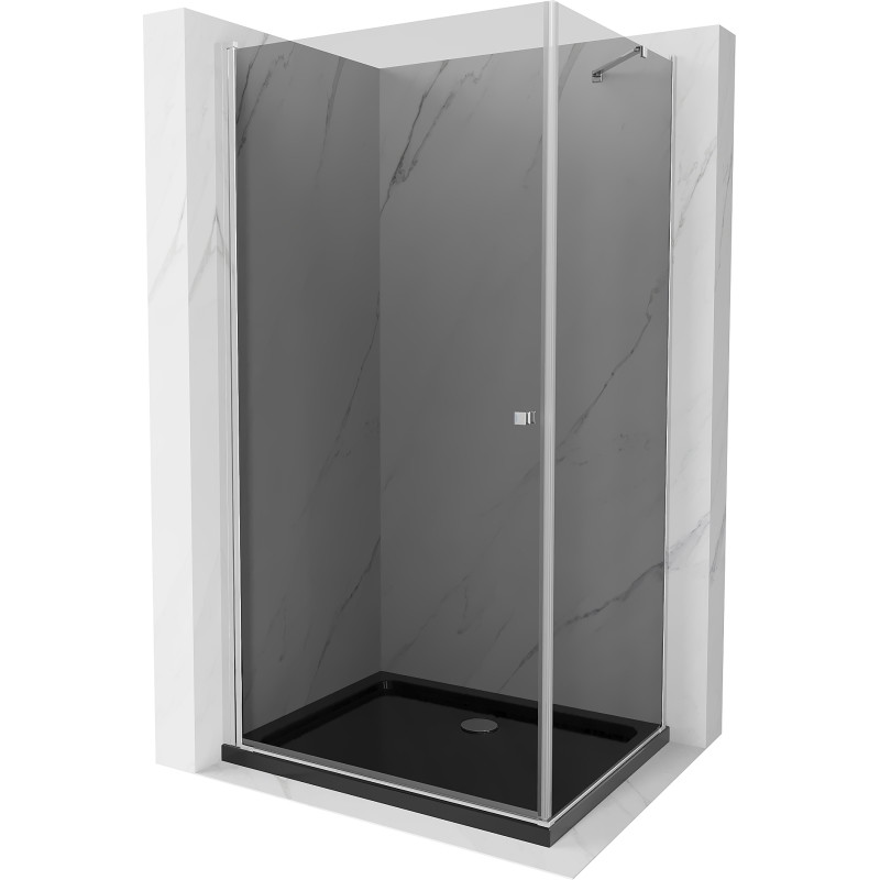 Mexen Pretoria cabine de douche battante 100 x 90 cm, graphite, chrome + receveur plat, noir - 852-100-090-01-40-4070
