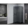 Mexen Pretoria cabine de douche à battant 100 x 110 cm, graphite, chrome + receveur Flat, noir - 852-100-110-01-40-4070