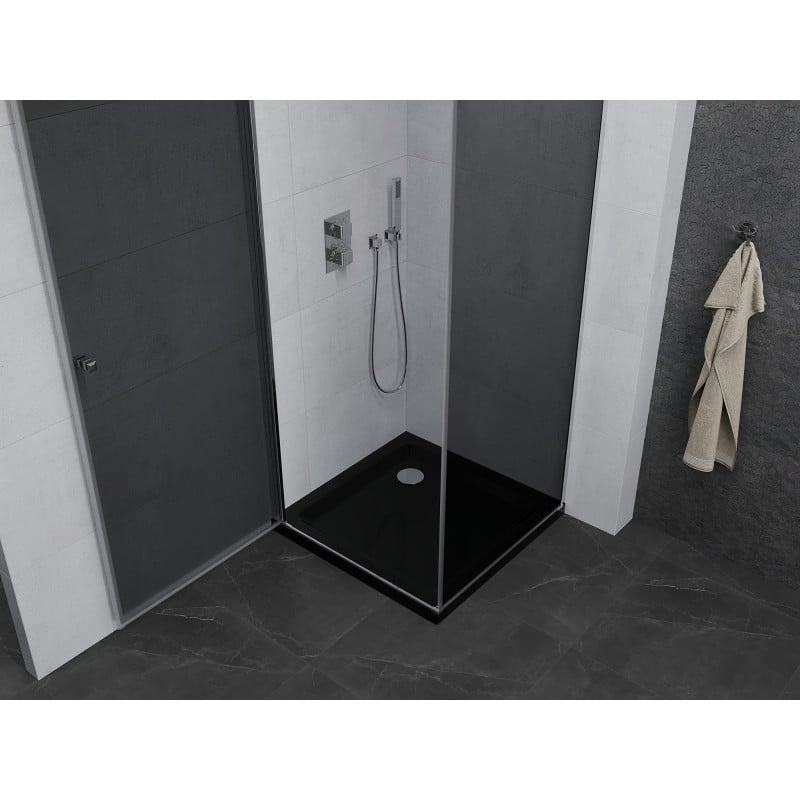 Mexen Pretoria cabine de douche pivotante 100 x 100 cm, graphite, chrome + receveur plat, noir - 852-100-100-01-40-4070