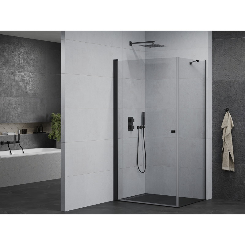 Mexen Pretoria cabine de douche pivotante 100 x 110 cm, transparente, noire - 852-100-110-70-00