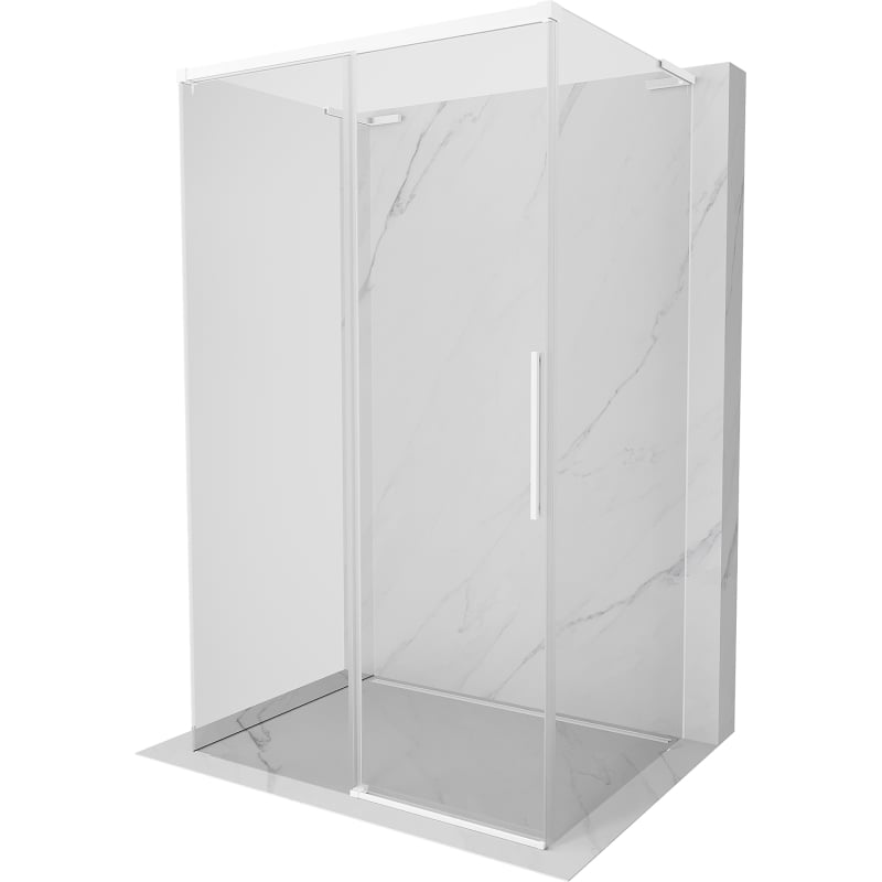 Mexen Rox-3S L cabine de douche 3 parois coulissante 140 x 85 cm, transparent, blanc - 8C2L-140-085-20-00-3S