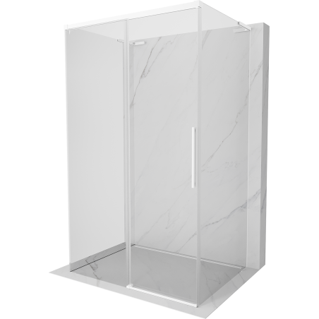 Mexen Rox-3S L cabine de douche 3 parois coulissante 140 x 85 cm, transparent, blanc - 8C2L-140-085-20-00-3S