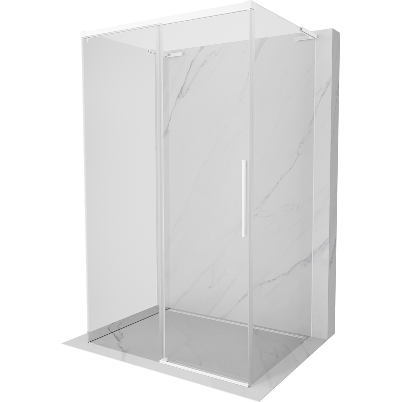 Mexen Rox-3S L cabine de douche à 3 parois coulissante 145 x 120 cm, transparent, blanc - 8C2L-145-120-20-00-3S