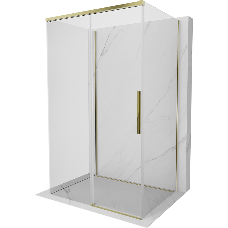 Mexen Rox-3S cabine de douche 3 parois coulissante 145 x 80 cm, transparent, or - 8C2-145-080-50-00-3S