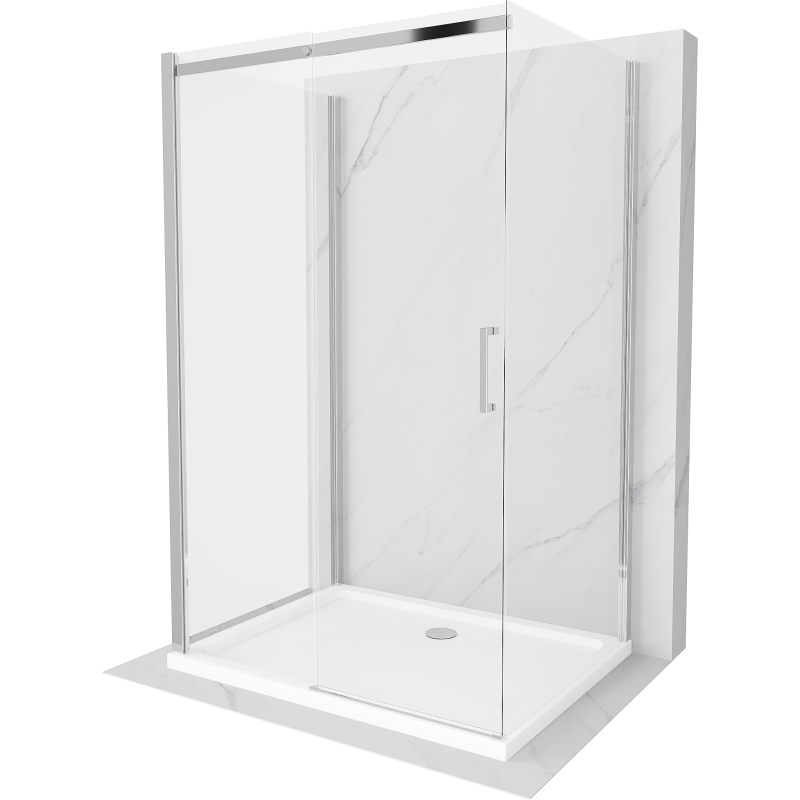 Mexen Omega-3S cabine de douche 3 parois, coulissante 110x80 cm, transparent, chrome + receveur Flat - 825-110-080-01-00-3s-401?