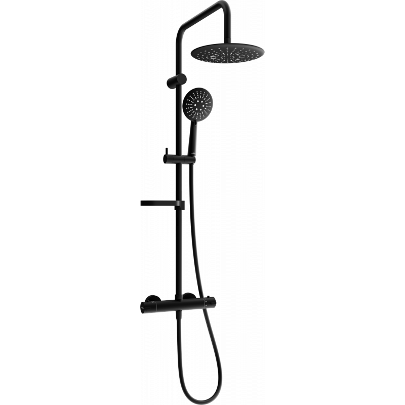 Ensemble de douche mural Mexen KX67 avec pomme de douche et robinet thermostatique, noir - 771506791-70
